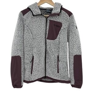 Columbia Arctic Crest Omni-HEAT Sherpa Full-Zip Hooded Jacket Fleece Sz Sm Y2K